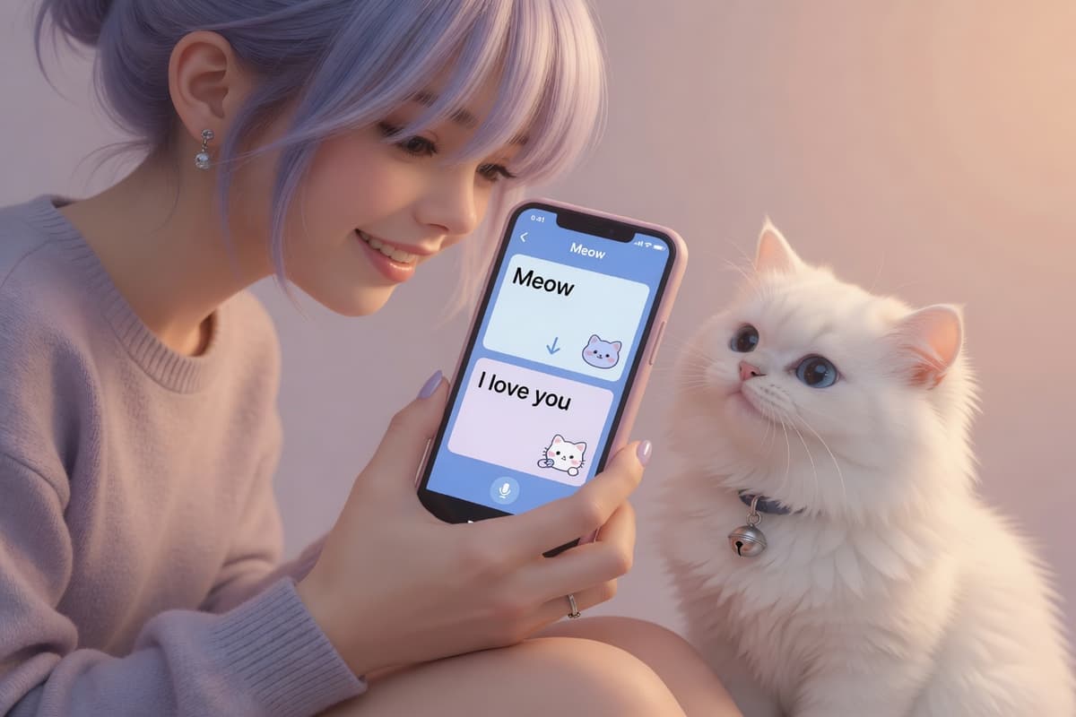 Seeing a cat meow translation in the CatsGPT app